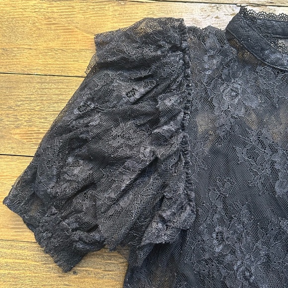 FREE PEOPLE Secret Admirer Blouse in Black Whimsigoth Dark Fairy Bohemian - Picture 12 of 14